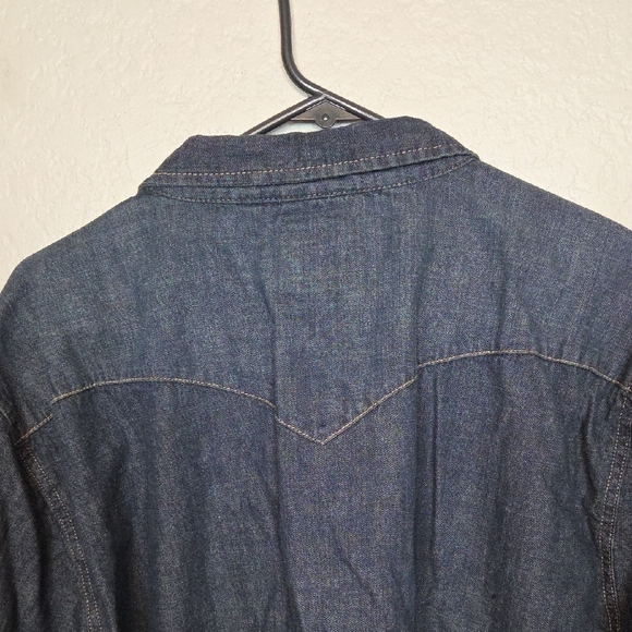 Levi's Indigo Long Sleeve Pearl Snap Western Denim Shirt Size XXL - Picture 4 of 9